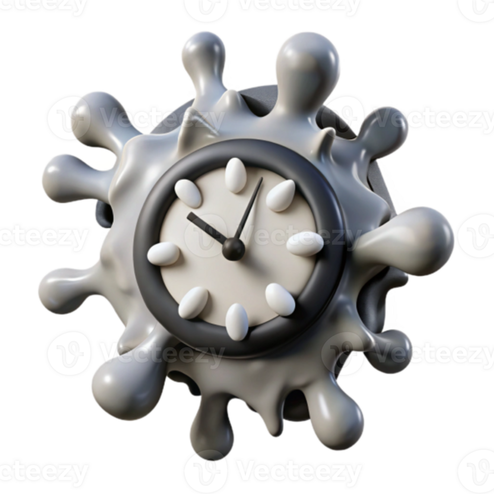 Abstract 3D Render of a Melting Clock png