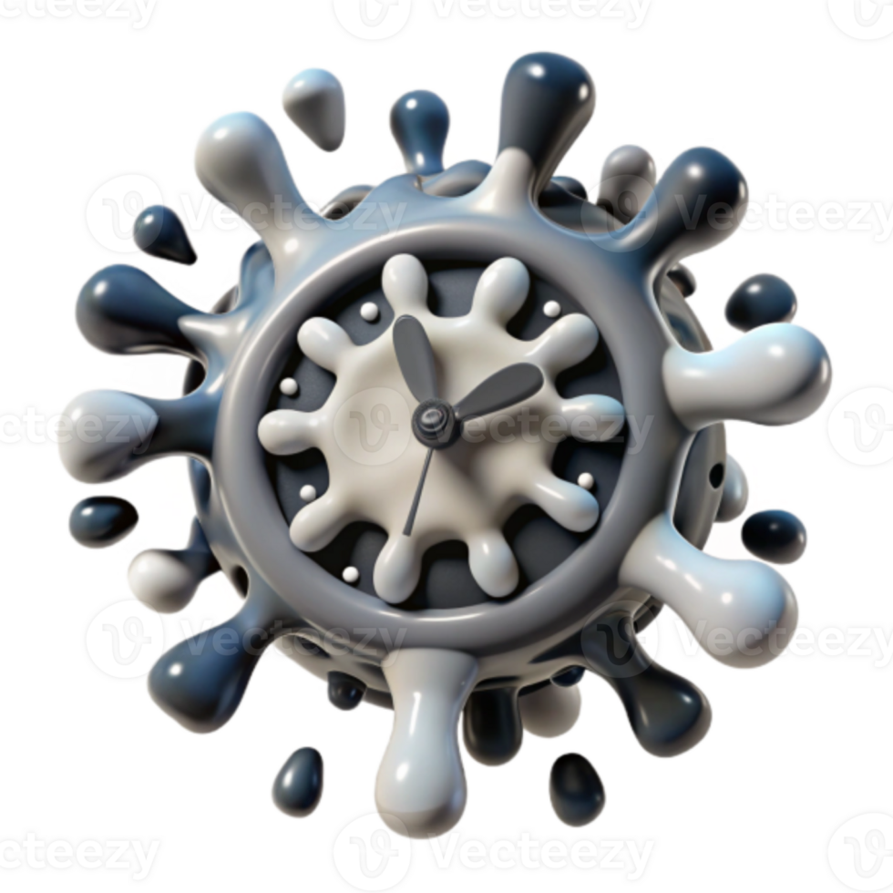 Abstract 3D Render of a Clock in a Splash png