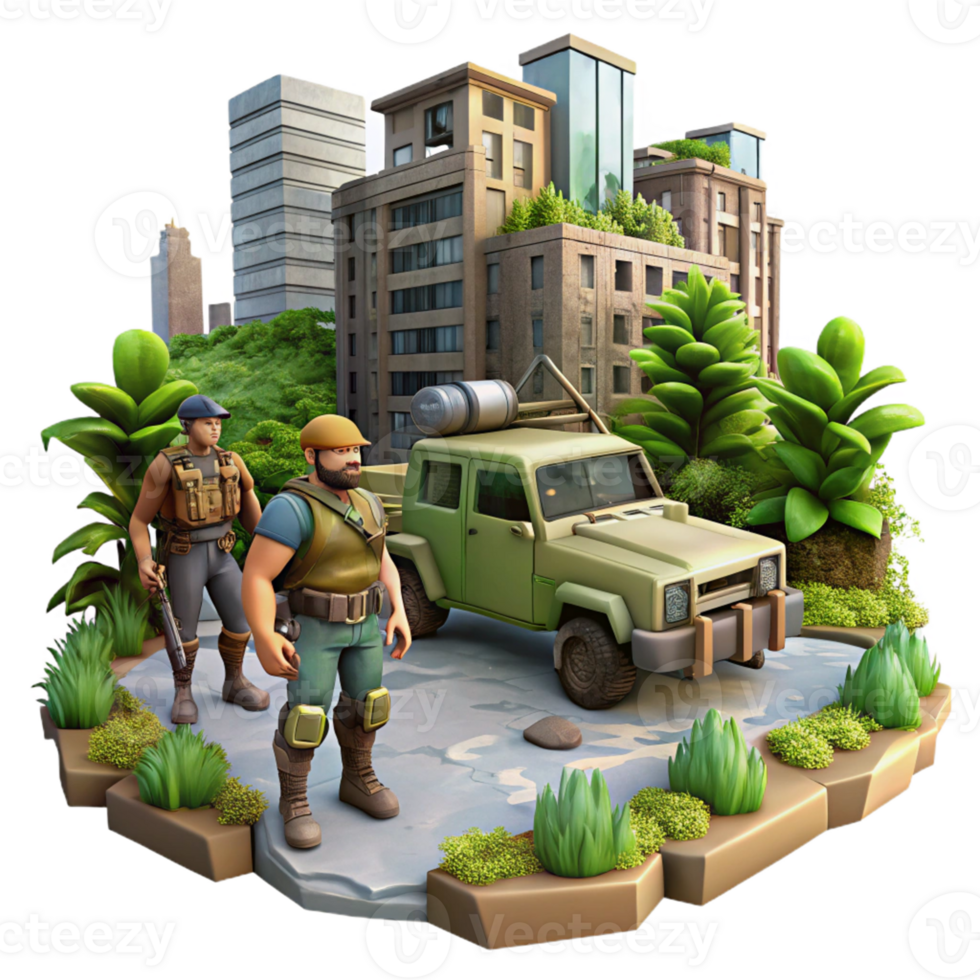 Post-Apocalyptic City Exploration with Dynamic Action and Enigmatic Design png