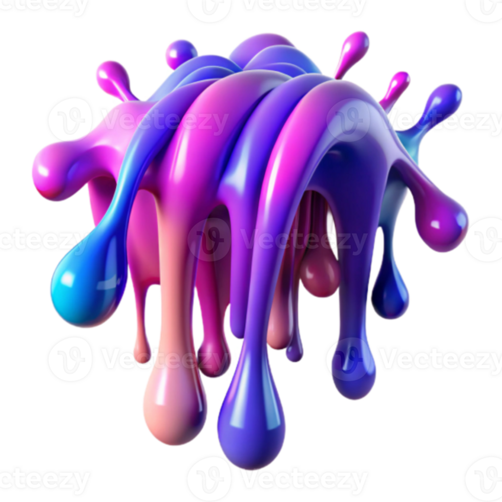 Abstract 3D Render of Dripping Colorful Paint png