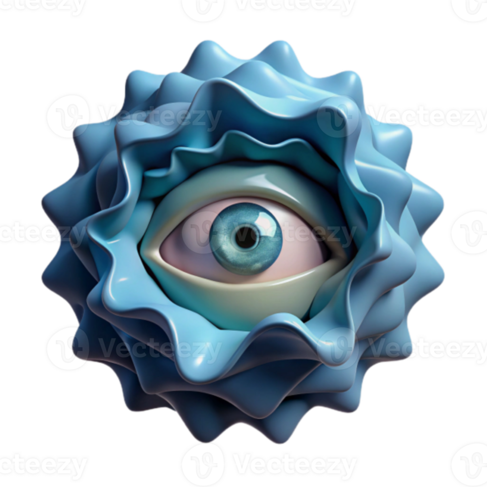 Abstract 3D Render of a Wavy Eye Orb png
