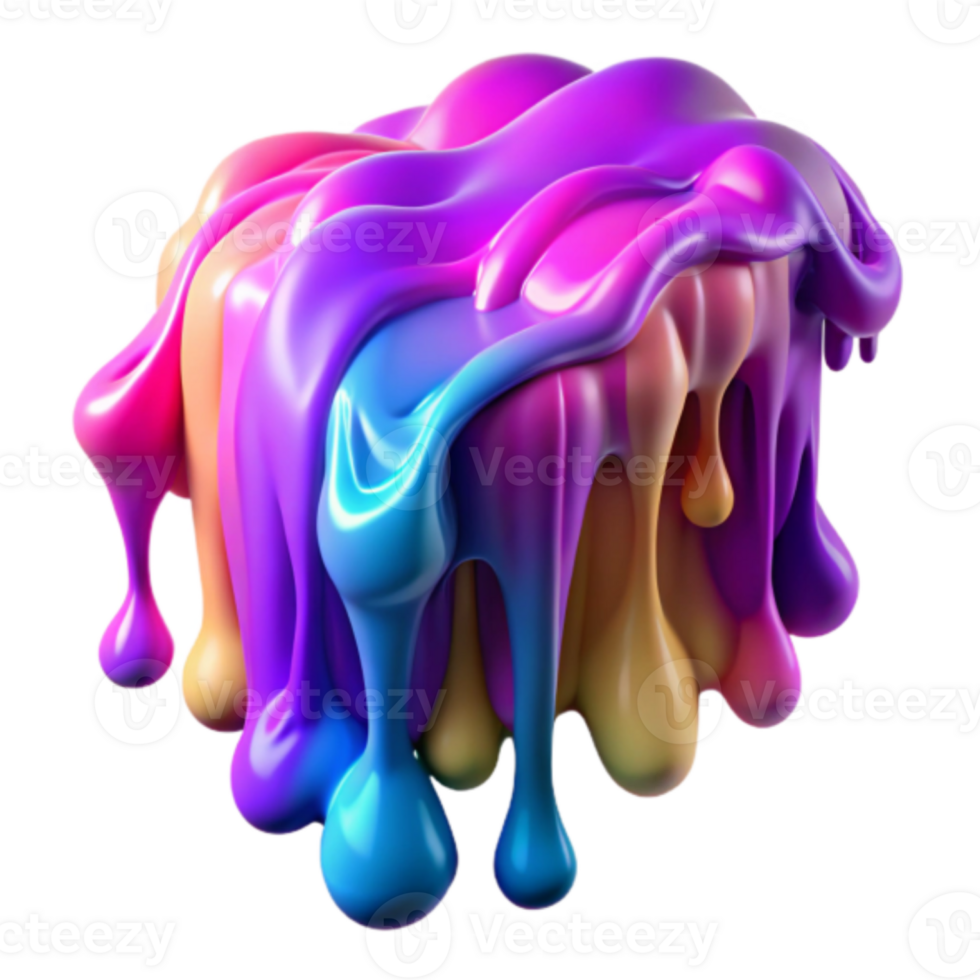 Vibrant 3D Render of Dripping Colorful Paint Abstract Background png
