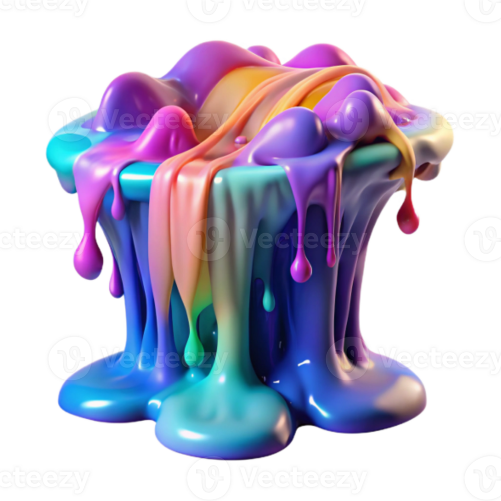 Vibrant Rainbow Paint 3D Illustration Melted Dripping Abstract Background png
