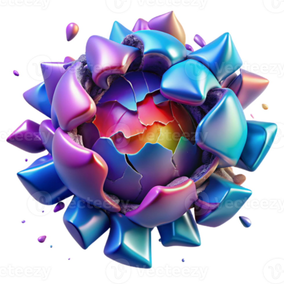Shattered Rainbow Sphere 3D Render Abstract Background Image png