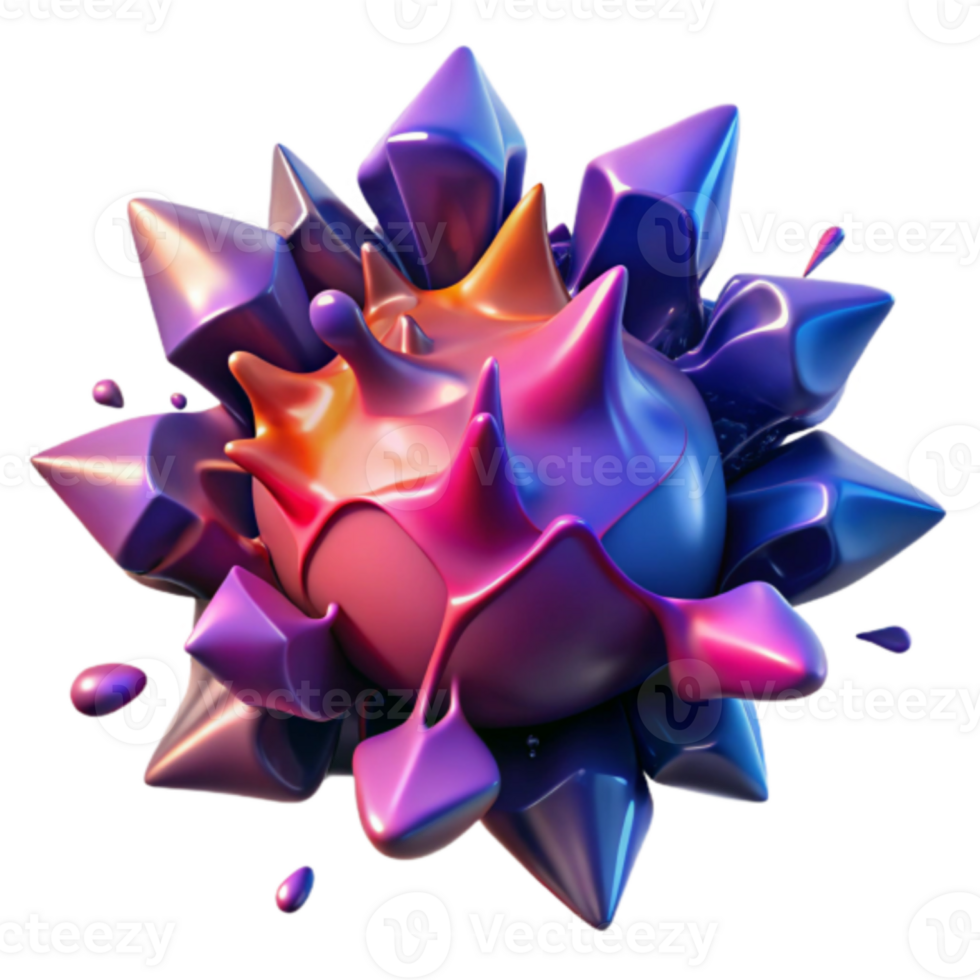 Abstract 3D Render of Vibrant Molten Crystal Burst png