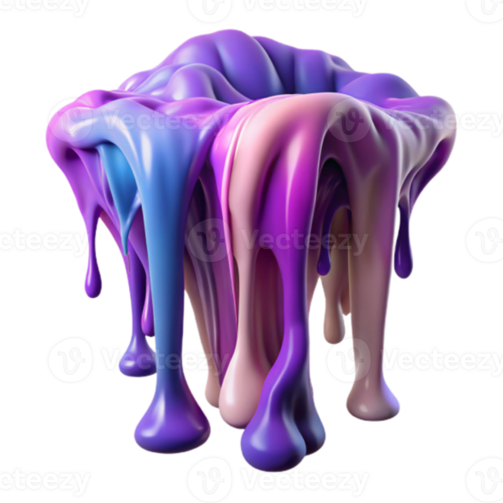 Abstract 3D Render of Dripping Paint in Vibrant Hues png