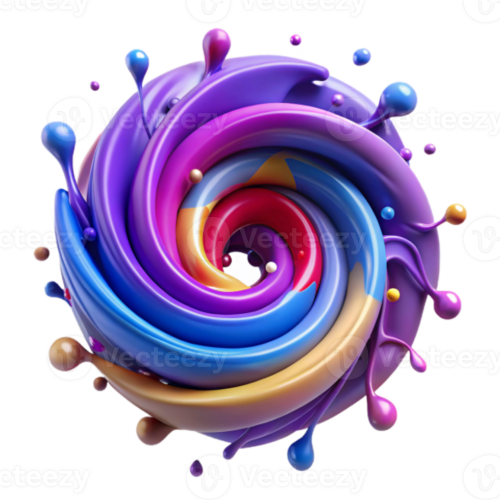 Vibrant Swirling Colors 3D Abstract Background Image png