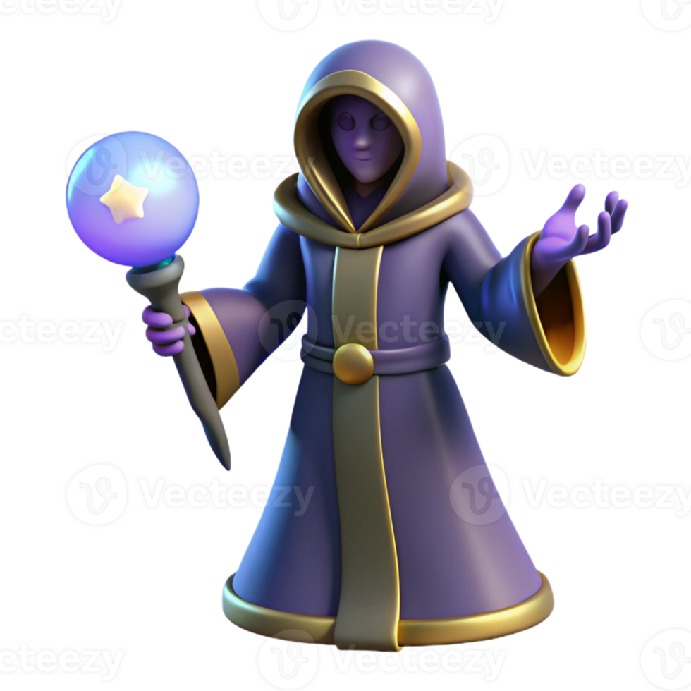 Mystic Wizard with Orb - A mystical depiction of a wizard holding an orb capturing his enchanting presence and magical abilities png