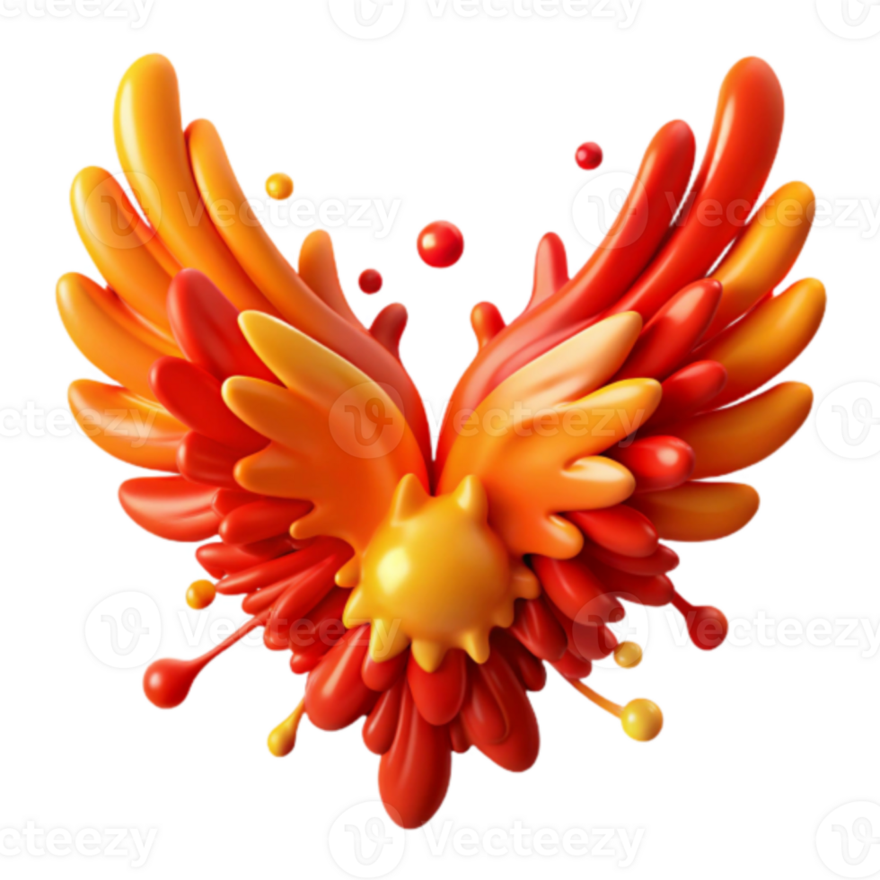 3D Render of Abstract Wings in Red and Orange Hues png