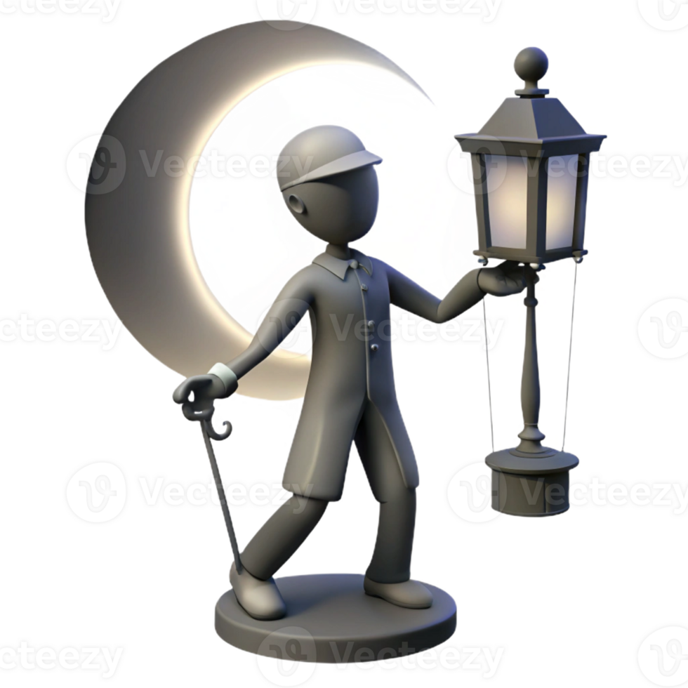 Gentleman with Lantern and Cane - A charming depiction of a gentleman holding a lantern and cane capturing his elegant presence and historical elements png
