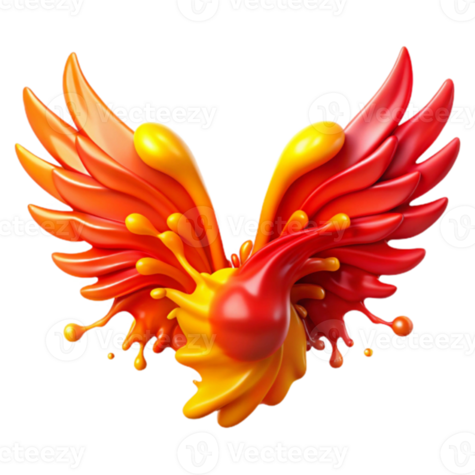 Abstract 3D Render of Red and Orange Wings Splash png