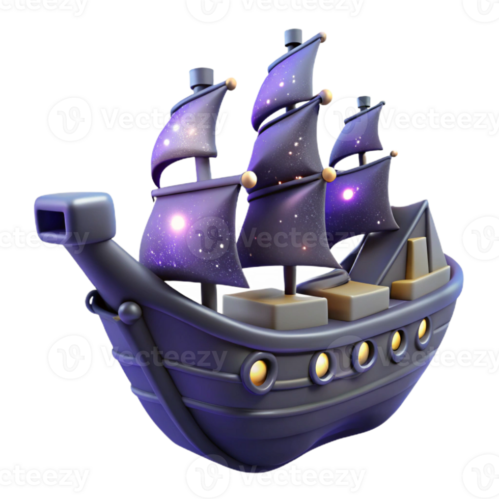 Galaxy Ship 3D Model - A futuristic 3D model of a ship with galaxy elements capturing its celestial beauty and advanced design png