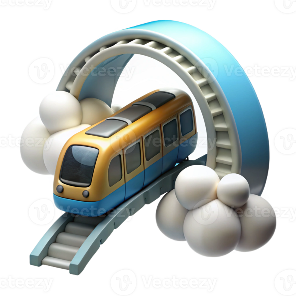 Train on Track, Futuristic Transport in a Visionary Three Dimensional Scene of Speed png