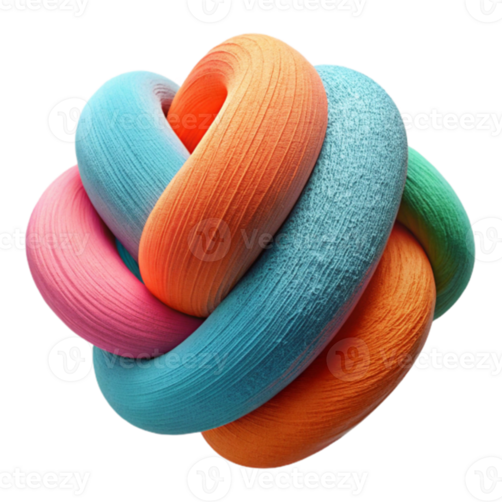 Abstract 3D Render of Intertwined Colorful Strands png