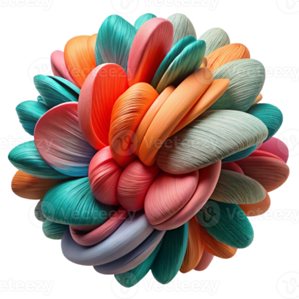 Abstract 3D Render of Colorful Intertwined Petals png