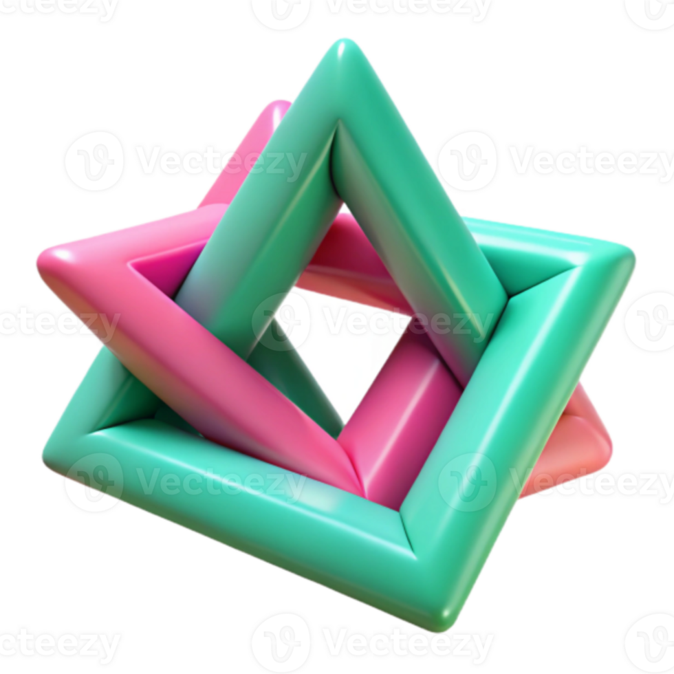 Abstract 3D Render Pink and Green Interlocking Geometric Shapes png