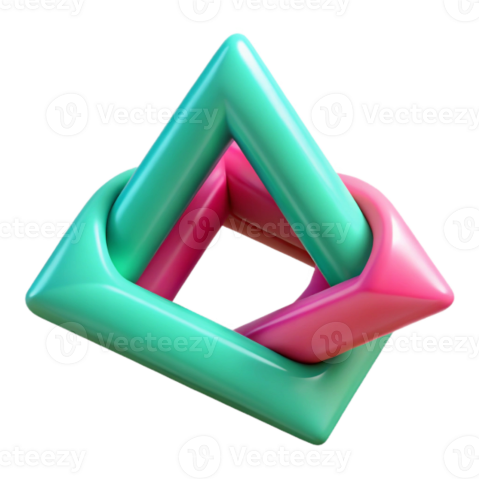 Abstract 3D Render of Interlocking Pink and Teal Geometric Shapes png