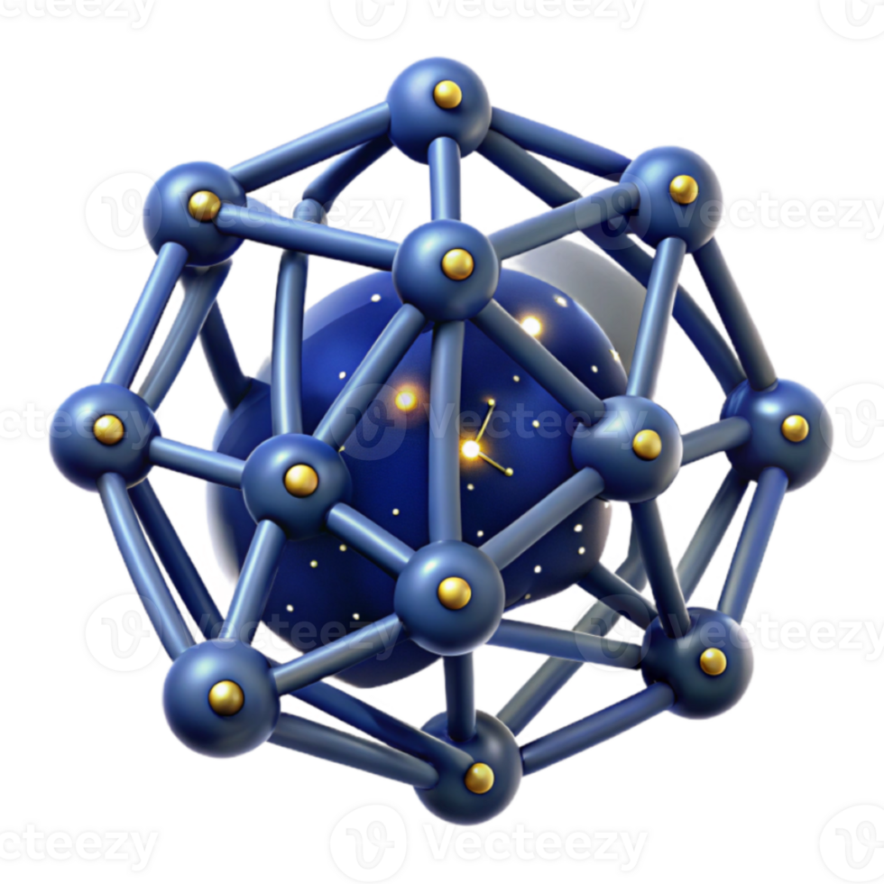 Abstract 3D Render of a Molecular Clock Structure png