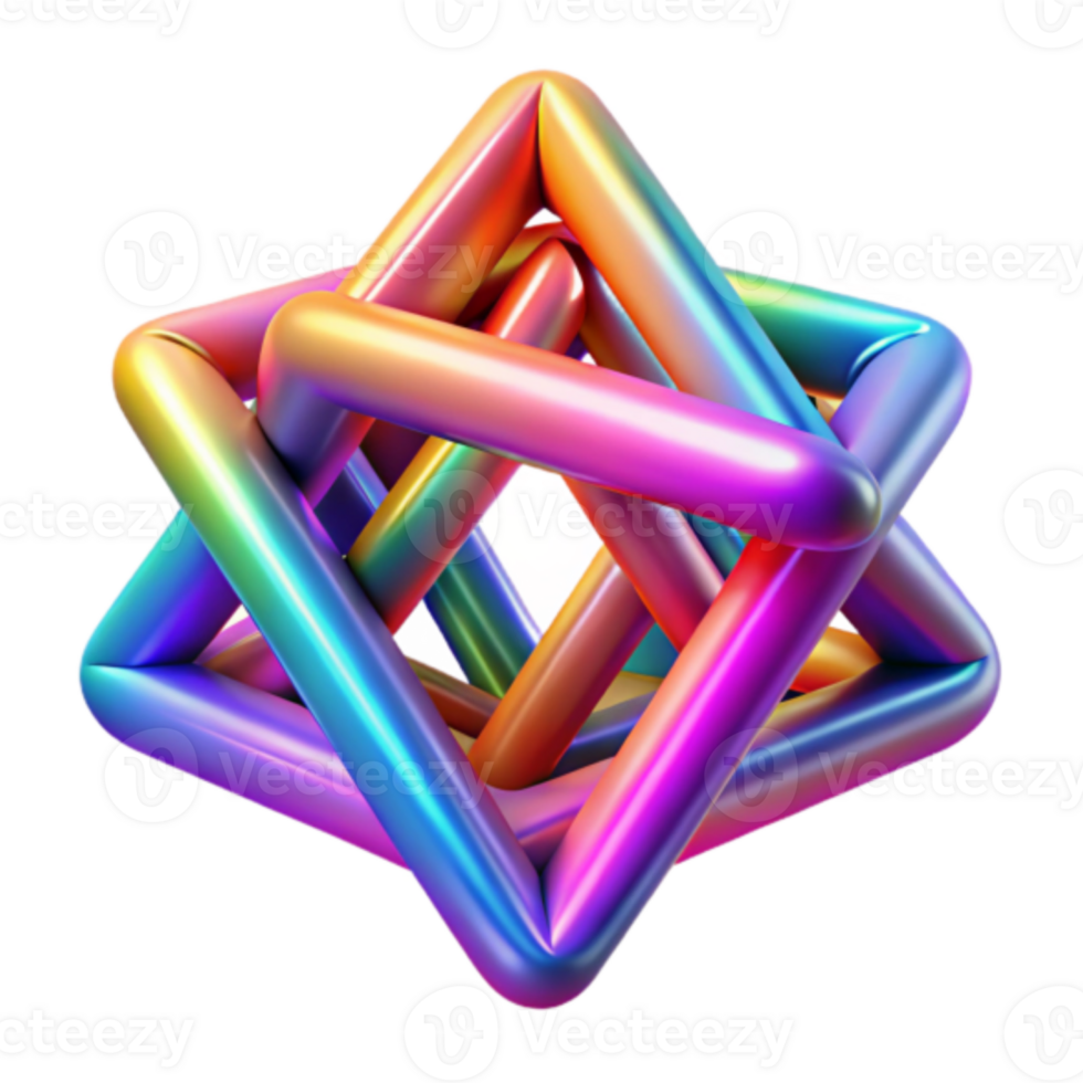 Rainbow Interlocking 3D Geometric Abstract Illustration png