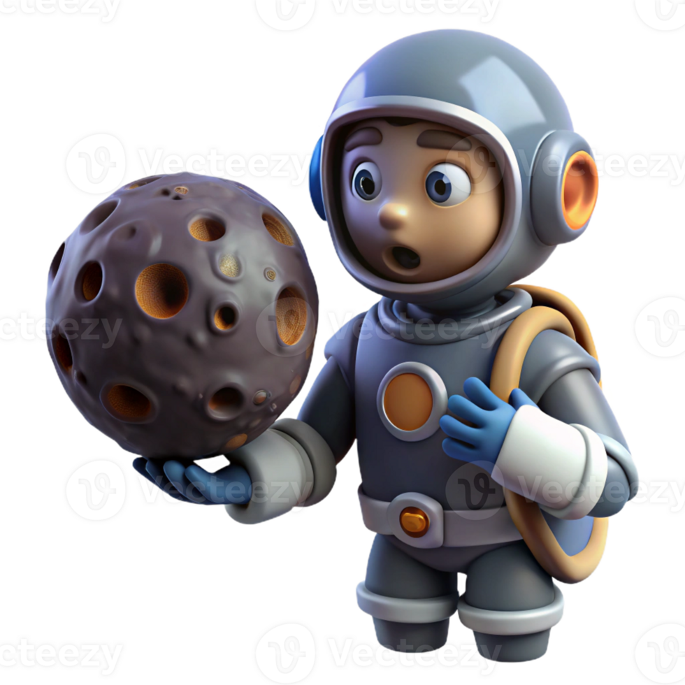 Astronaut and Cratered Moon - A dynamic depiction of an astronaut exploring a cratered moon capturing the essence of space adventure and discovery png