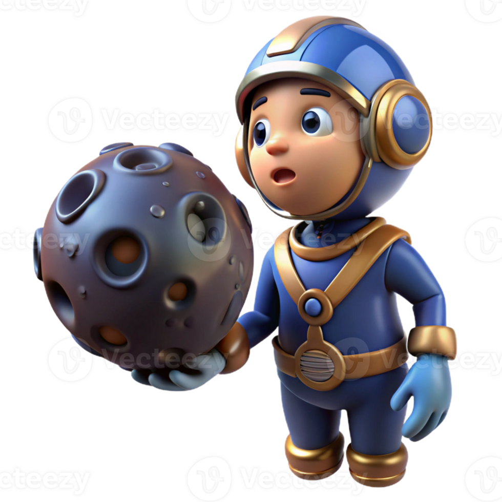 Astronaut Moon Rock A scene of cosmic exploration, featuring an astronaut navigating a moon rock in a digital universe. png