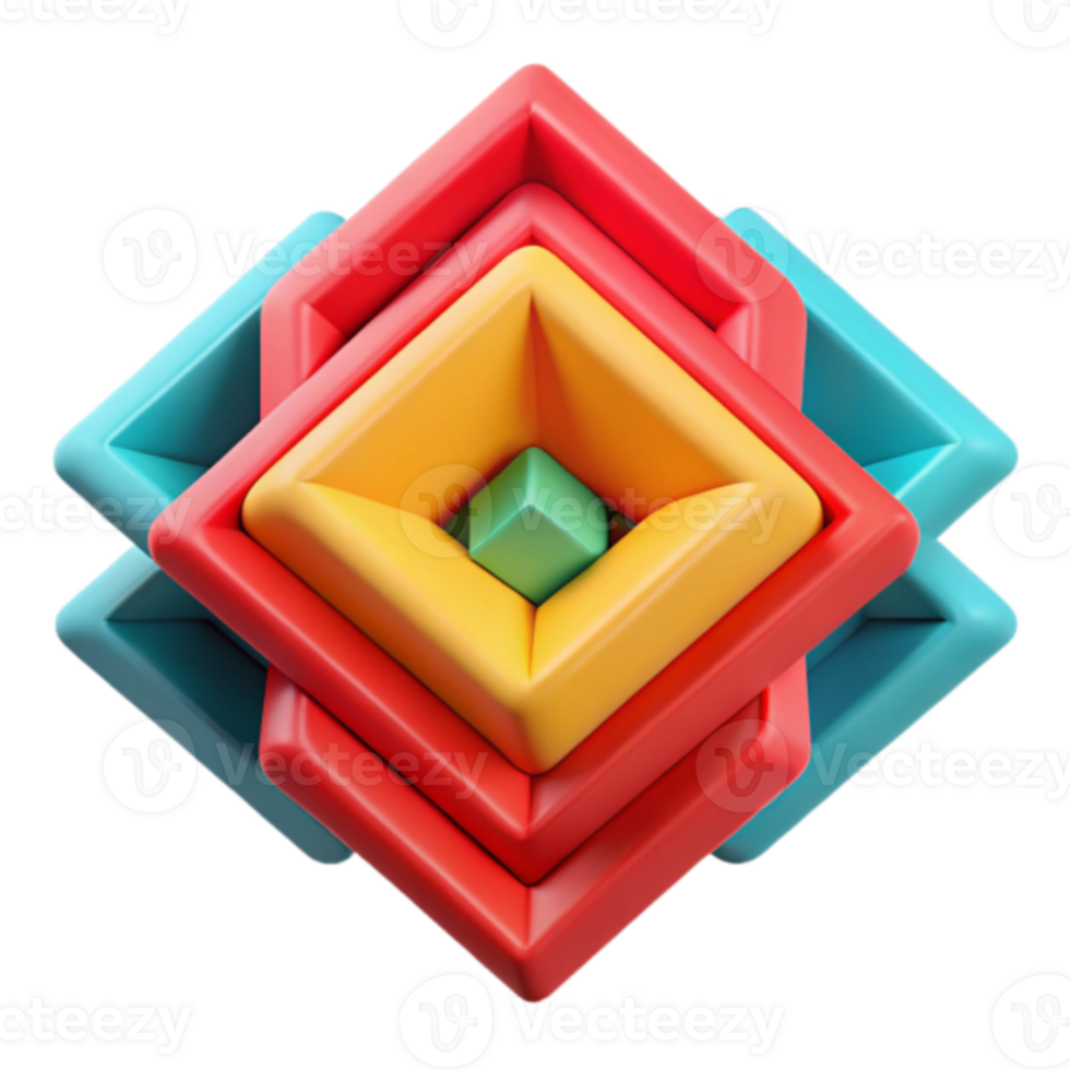 Vibrant 3D Abstract Background Image of Interlocking Colorful Squares png