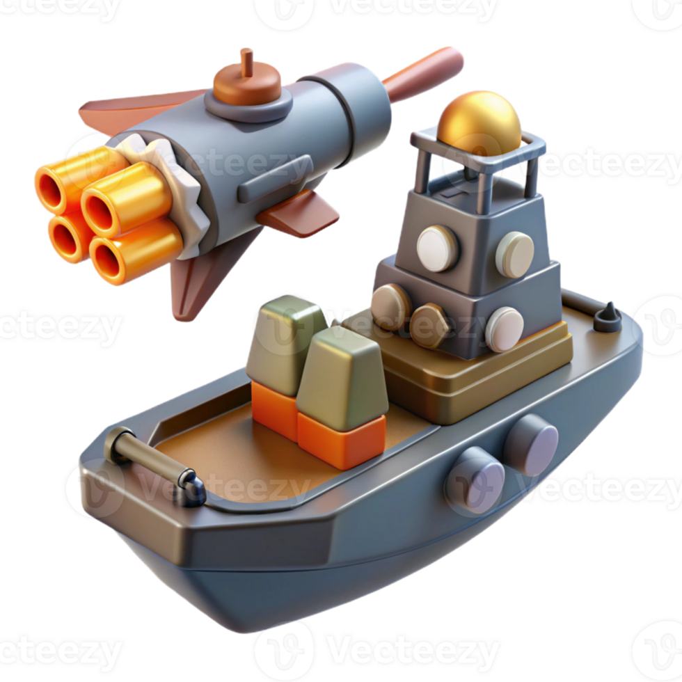 Futuristic Vessel with a Missile System in a Visionary Three Dimensional Scene of Innovation png