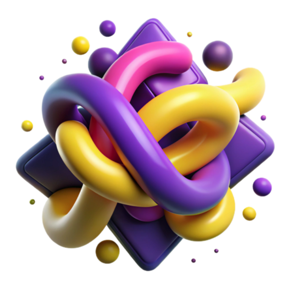 Abstract 3D Render of Intertwined Colorful Tubes and Spheres png