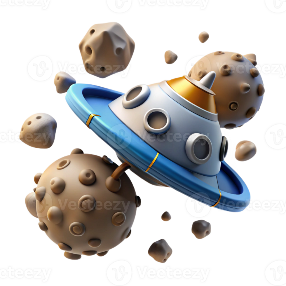 Spaceship Asteroid Field in a Futuristic Three Dimensional Scene of Adventure png