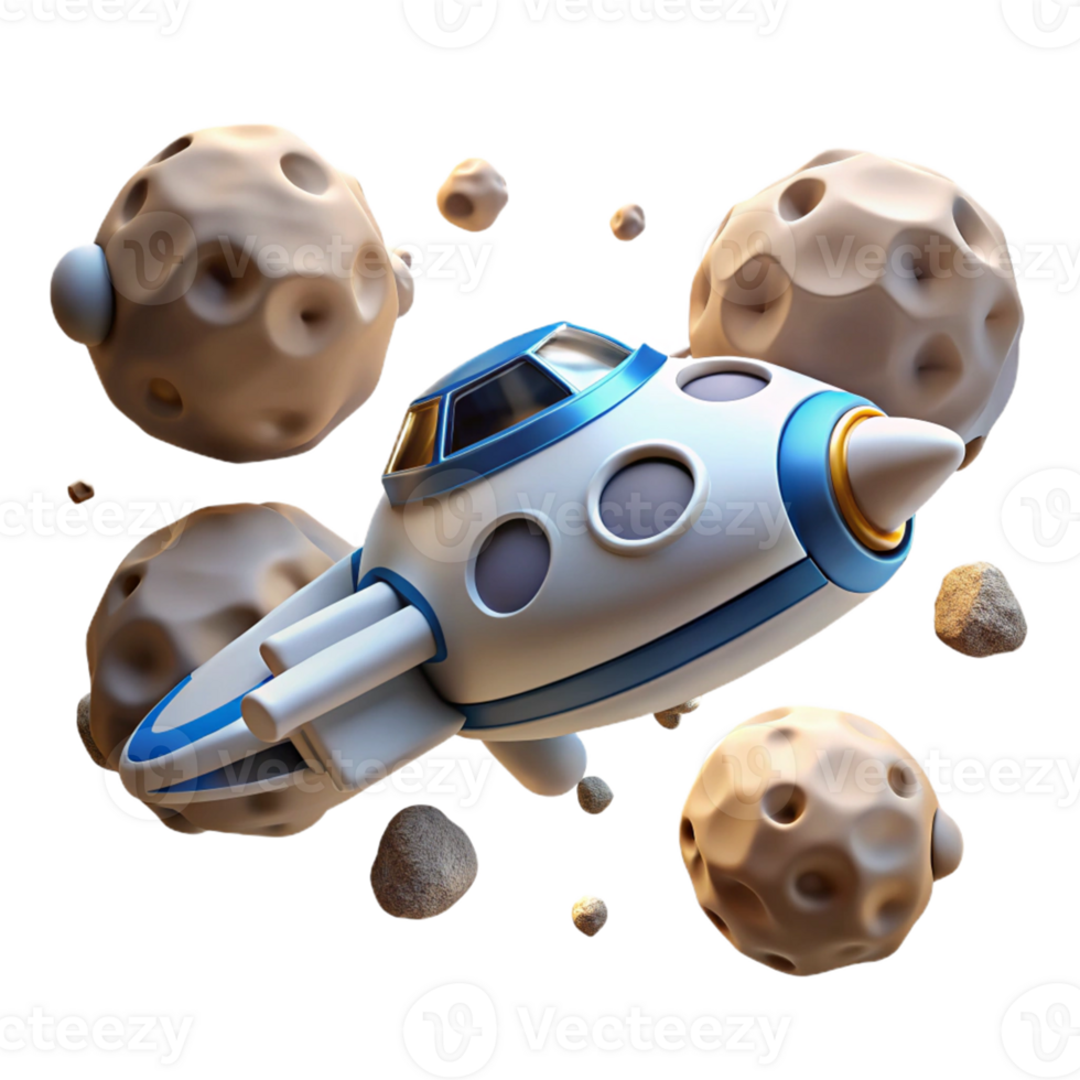Spaceship Asteroid Field Flight in a Futuristic Three Dimensional Scene of Adventure png