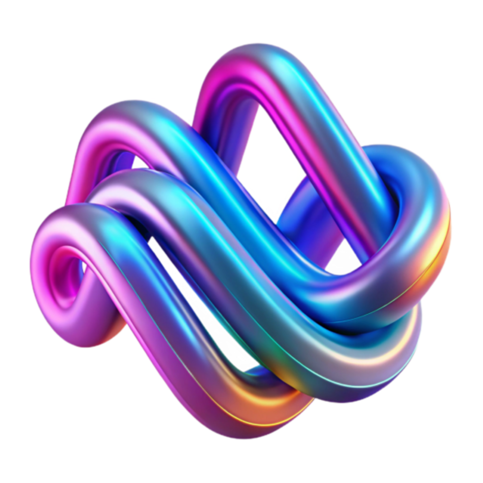 Abstract 3D Render of Intertwined Colorful Tubes, Iridescent Knot Design png