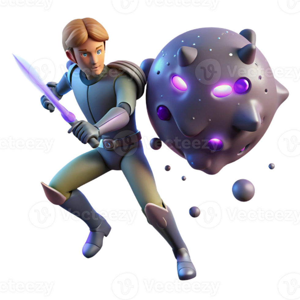 Knight Fights Cosmic Orb - A dynamic depiction of a knight fighting a cosmic orb capturing the essence of fantasy and intense action png
