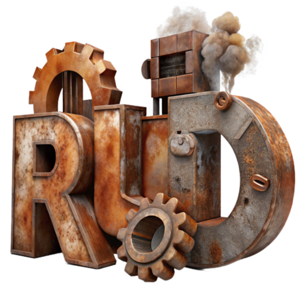 Rusty Metal Gears and Industrial Textured 3D Render png
