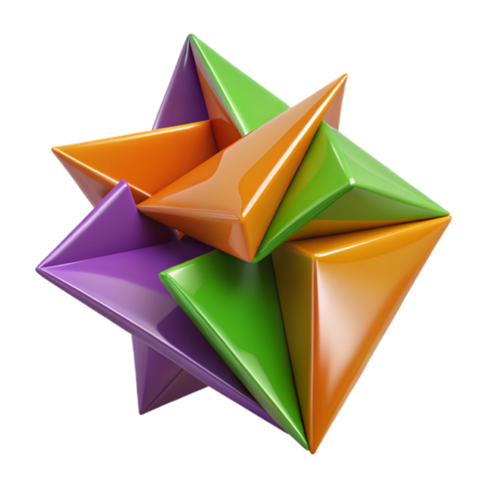 Abstract 3D Render Colorful Geometric Shapes Intertwined Star Design png