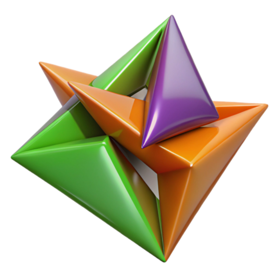 Abstract 3D Geometric Shapes Intertwined Colorful Triangles Graphic Background png