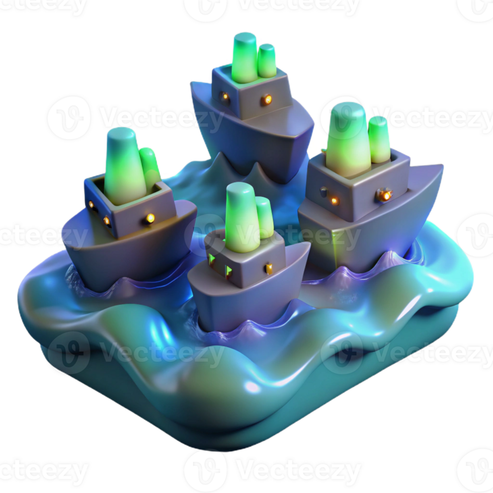 Glowing Ships at Sea with Luminous Sails and Mystical Design png