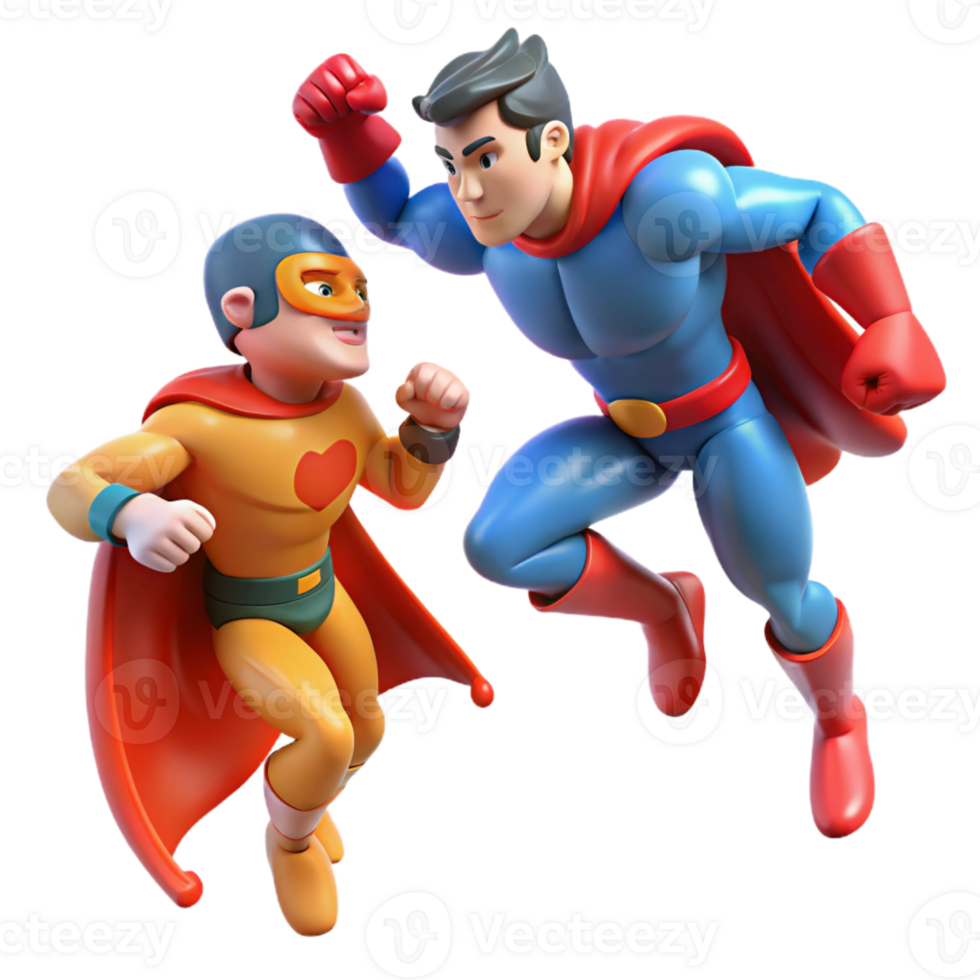 Superhero Showdown Three Dimensional Action in a Dynamic Scene of Adventure png