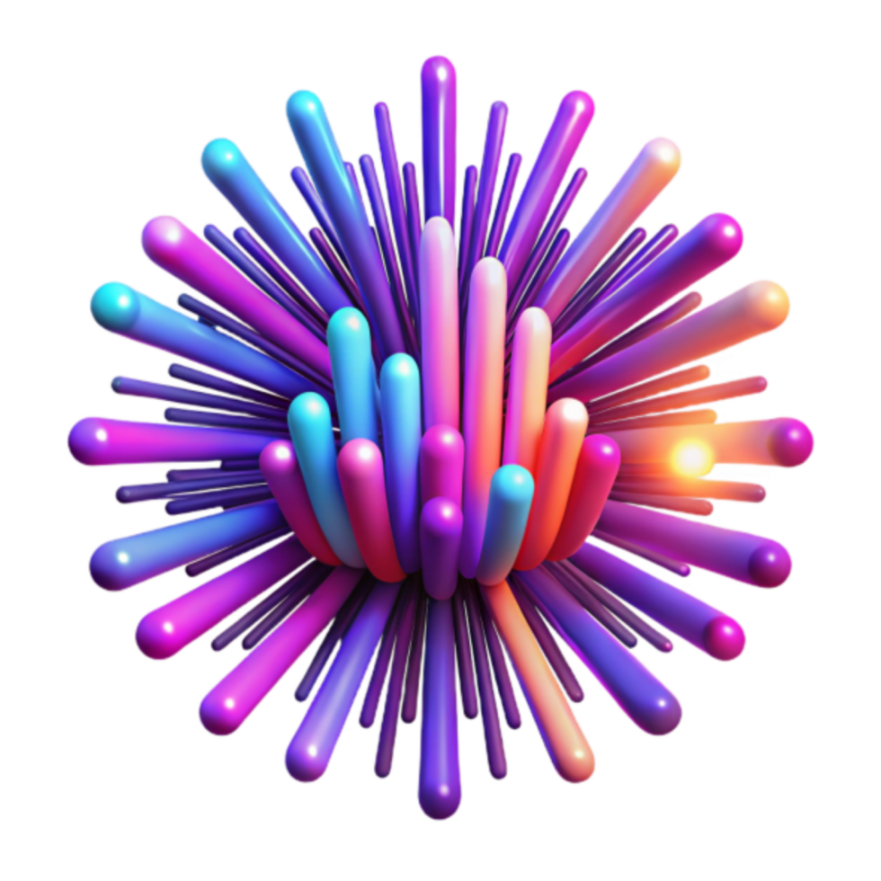 Vibrant 3D Abstract Background of Colorful Exploding Cylinders png