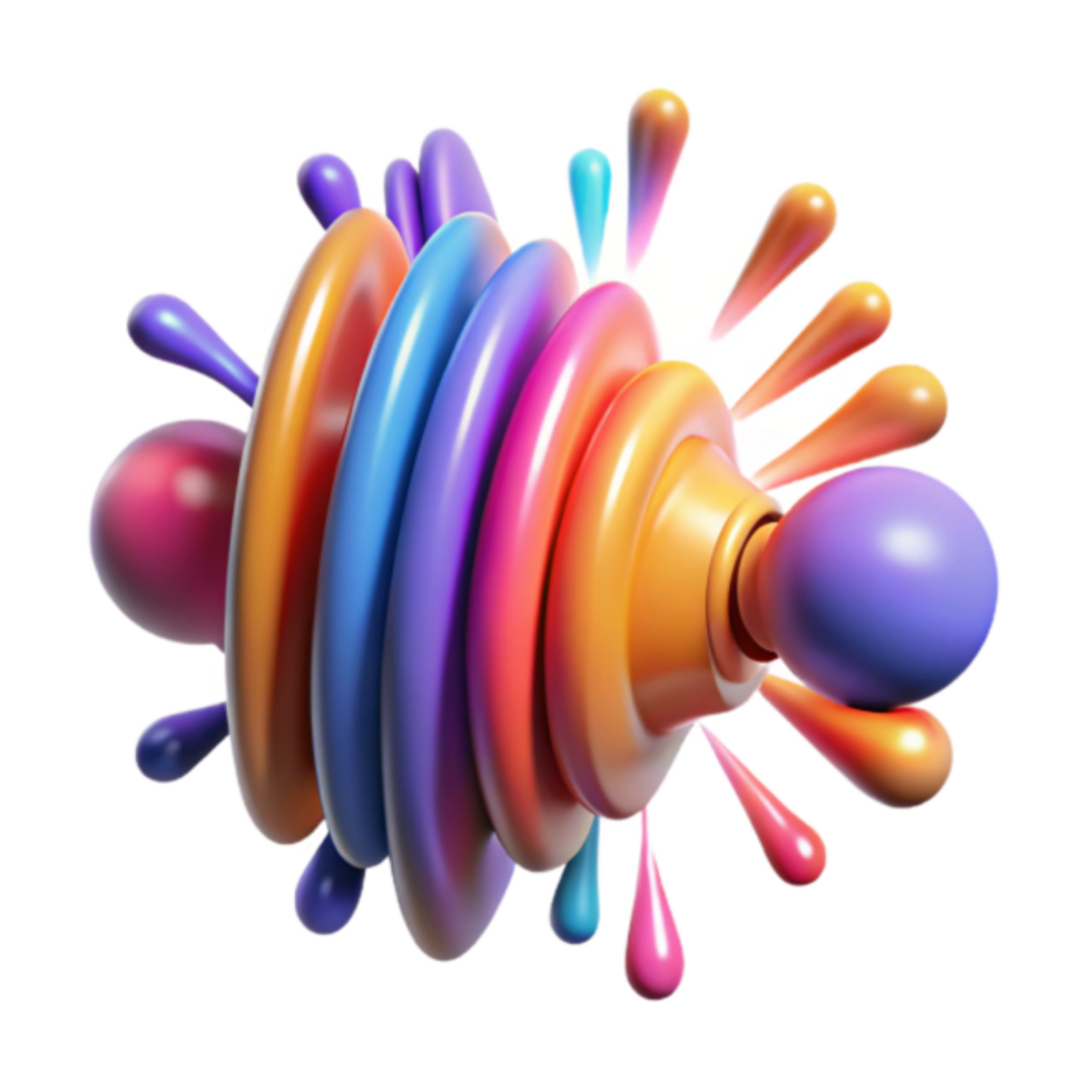 Vibrant 3D Render of Abstract Colorful Swirling Forms png