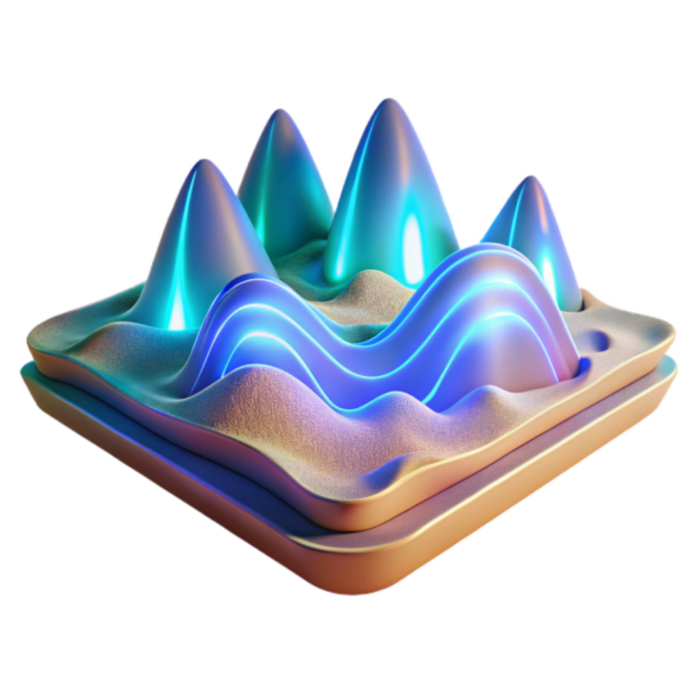Abstract 3D Render of Glowing Peaks and Waves png
