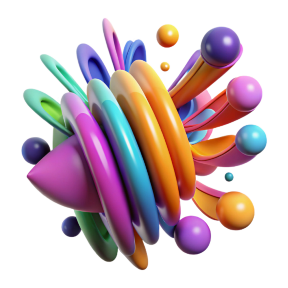 Vibrant 3D Abstract Background Image Rainbow Swirls and Spheres png