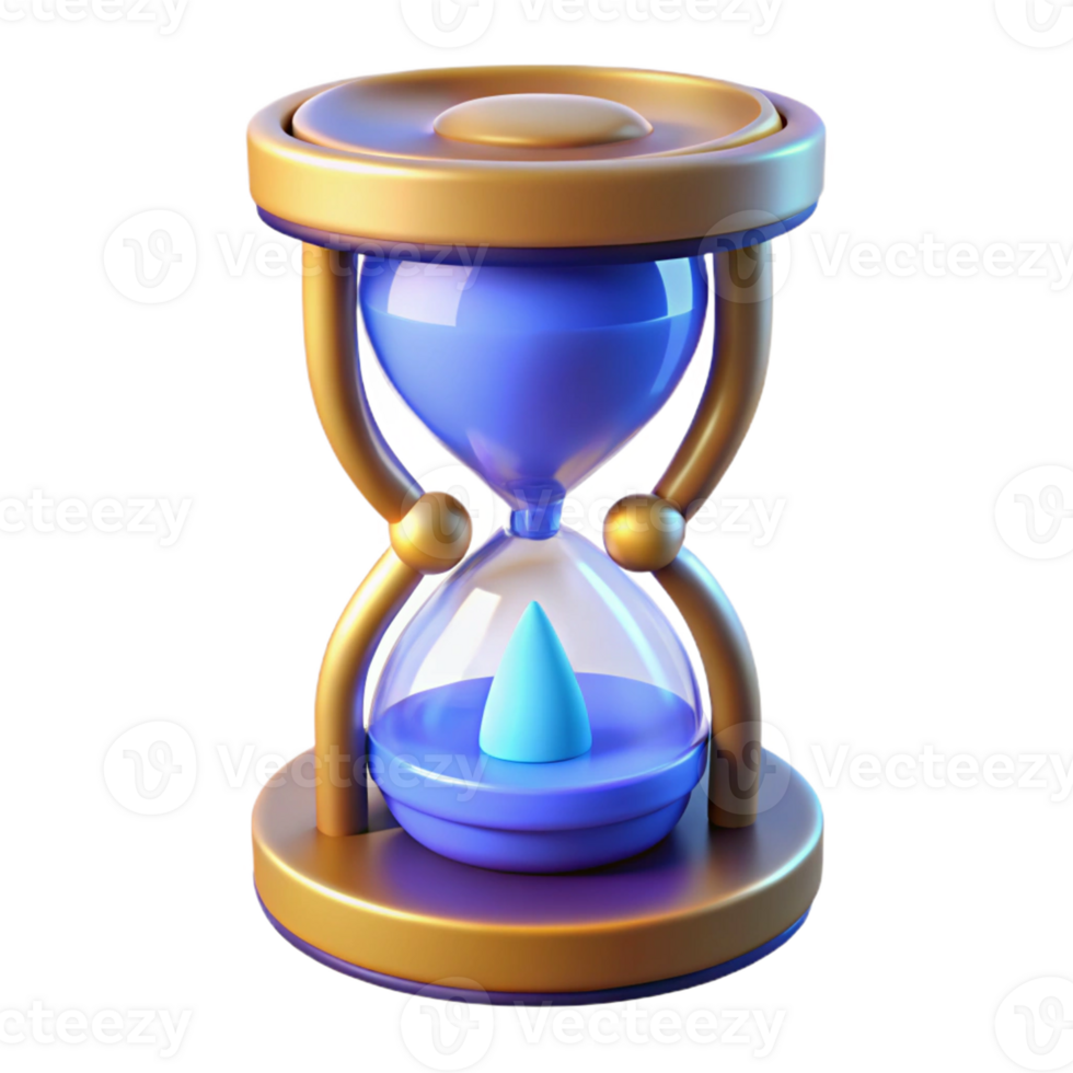 Time Management Hourglass Concept A conceptual 3D depiction of time management, focusing on the hourglass as a symbol of time and productivity. png