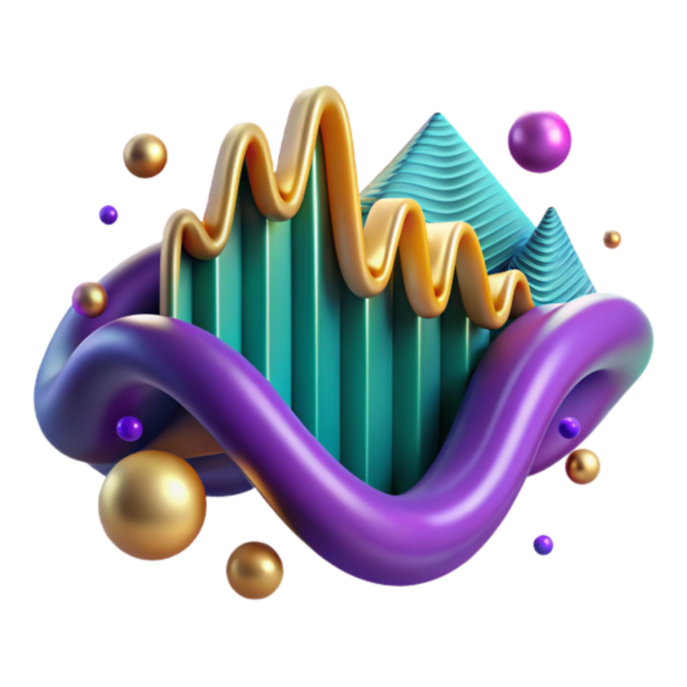 Abstract 3D Render of Colorful Wave and Geometric Forms png