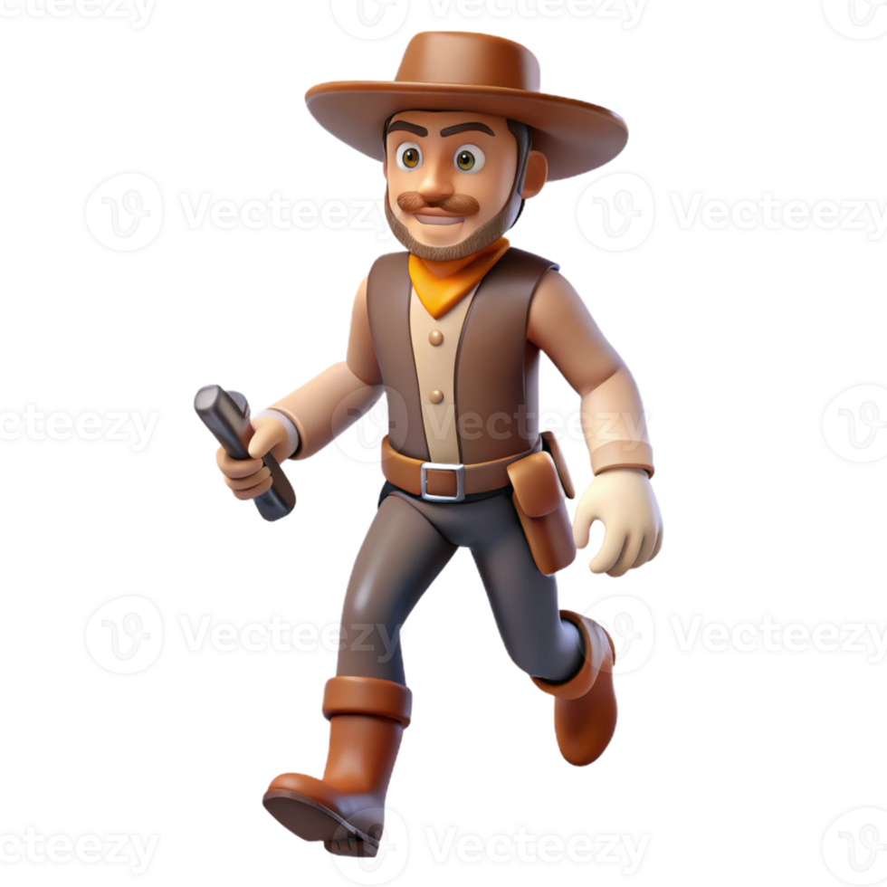 3D Cowboy Running Animation A dynamic animation of a cowboy in motion, capturing the essence of adventure in a digital world. png
