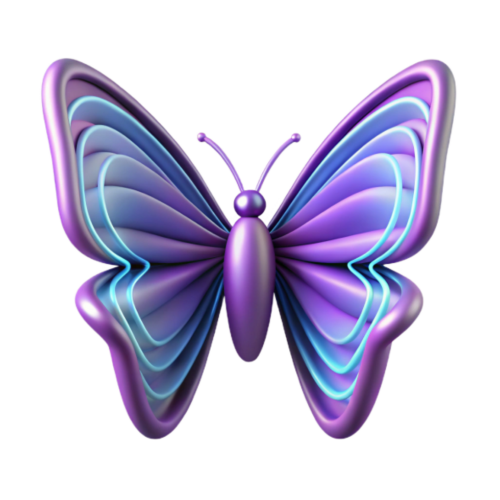 Purple and Blue 3D Butterfly Illustration png