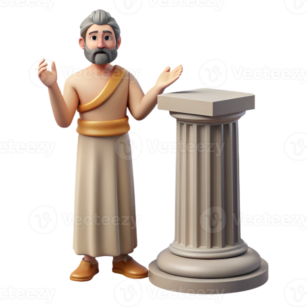 Ancient Greek Sage 3D Model A detailed 3D model of an ancient Greek sage, capturing their historical significance and cultural presence. png