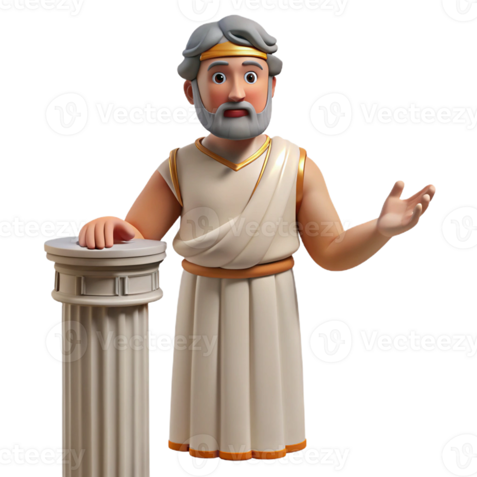 Ancient Greek Sage in a Three Dimensional Model of Historical Design png