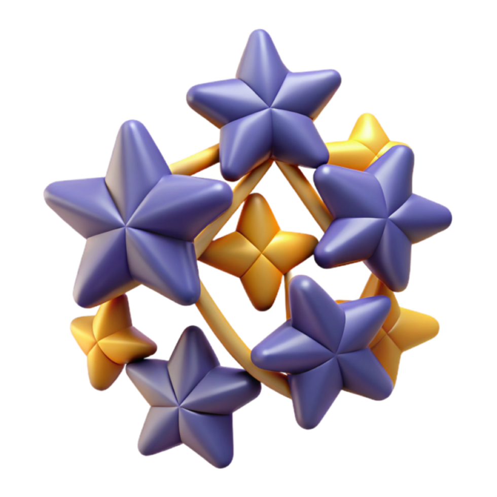 3D Render Purple and Gold Stars Abstract Background Image png