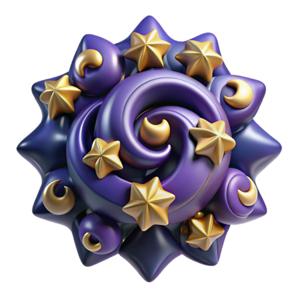 Purple and Gold 3D Celestial Swirl Abstract Background Image png
