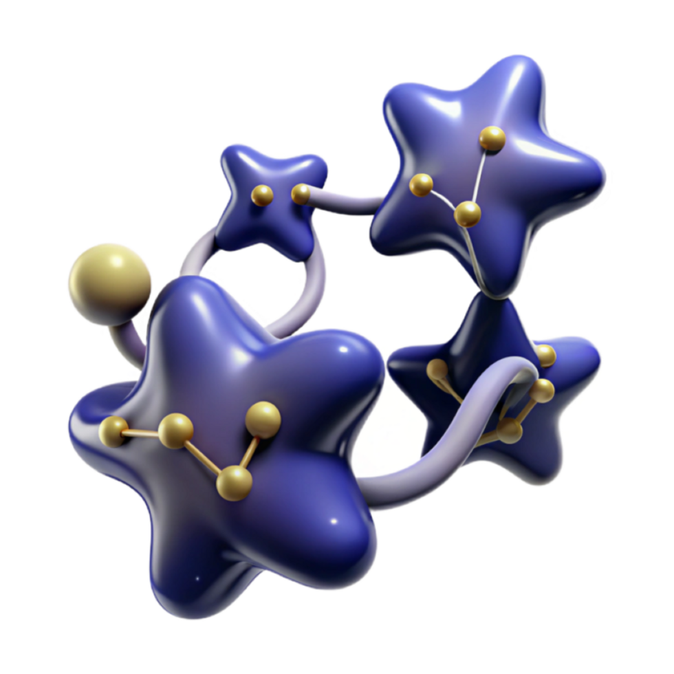 3D Render of Abstract Star Network Constellation png